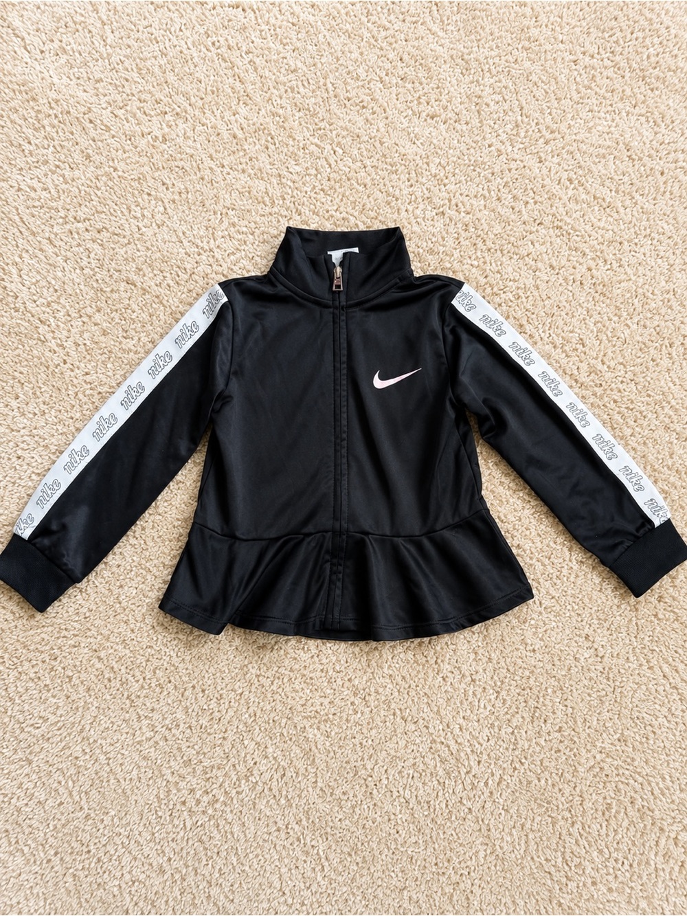 Nike Girls 2T Black Full Zip Track Jacket with Logo Tape